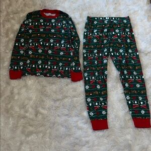 Carter's Green and Red Reindeer Holiday Pajama Set